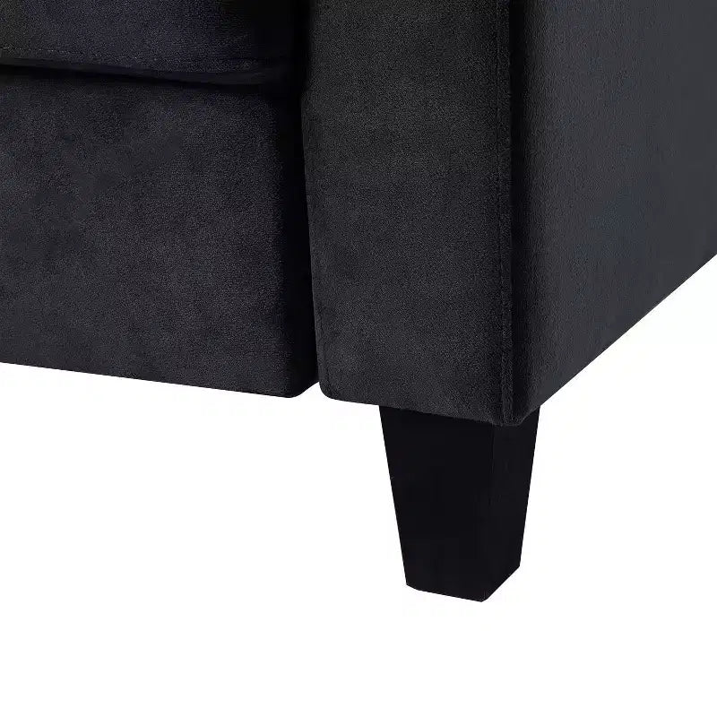 PexFix Moderno Set Divano Sezionale in Velluto, 3 Pezzi, con Divano a 3 Posti, Divanetto e Poltrona Singola con Struttura in Legno Massello per Soggiorno Appartamento, Nero