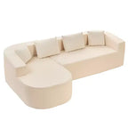 Mjkone Divano componibile a L 98'' in ciniglia con chaise longue curvaDivano moderno a 3 posti a nuvola A filo pavimento,Nessun montaggio richiesto
