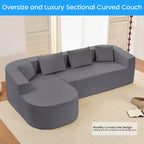 Mjkone Divano componibile a L 98'' in ciniglia con chaise longue curvaDivano moderno a 3 posti a nuvola A filo pavimento,Nessun montaggio richiesto