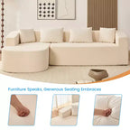 Mjkone Divano componibile a L 98'' in ciniglia con chaise longue curvaDivano moderno a 3 posti a nuvola A filo pavimento,Nessun montaggio richiesto