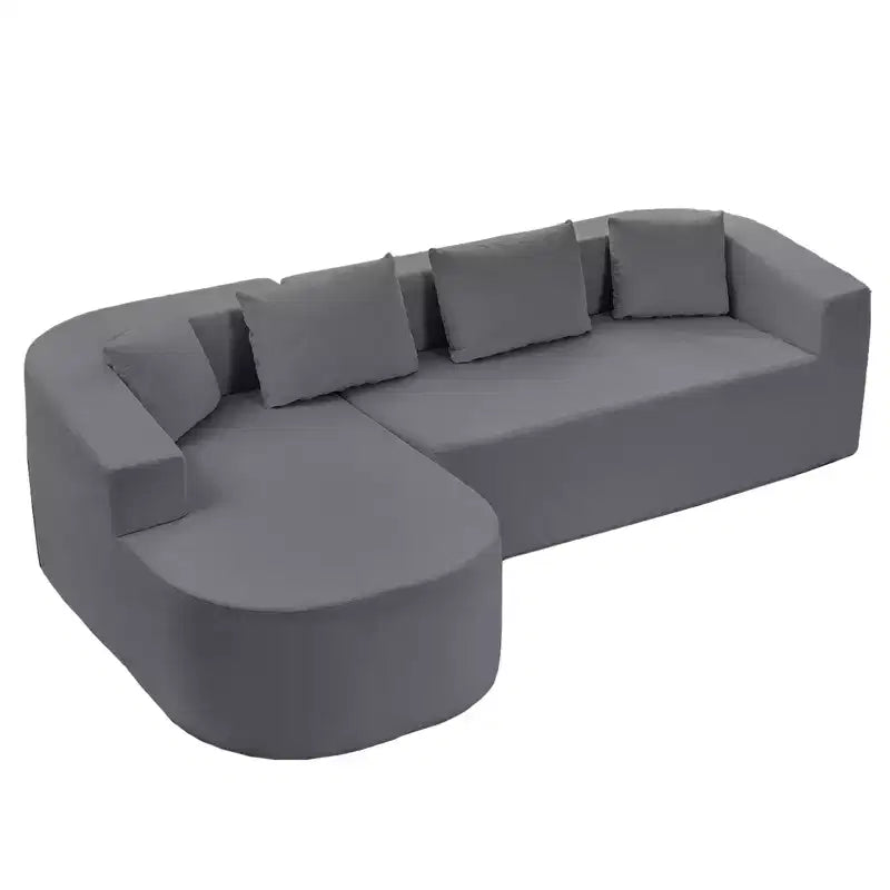Mjkone Divano componibile a L 98'' in ciniglia con chaise longue curvaDivano moderno a 3 posti a nuvola A filo pavimento,Nessun montaggio richiesto