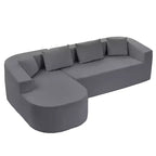 Mjkone Divano componibile a L 98'' in ciniglia con chaise longue curvaDivano moderno a 3 posti a nuvola A filo pavimento,Nessun montaggio richiesto