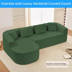 Mjkone Divano componibile a L 98'' in ciniglia con chaise longue curvaDivano moderno a 3 posti a nuvola A filo pavimento,Nessun montaggio richiesto