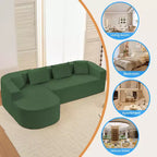 Mjkone Divano componibile a L 98'' in ciniglia con chaise longue curvaDivano moderno a 3 posti a nuvola A filo pavimento,Nessun montaggio richiesto