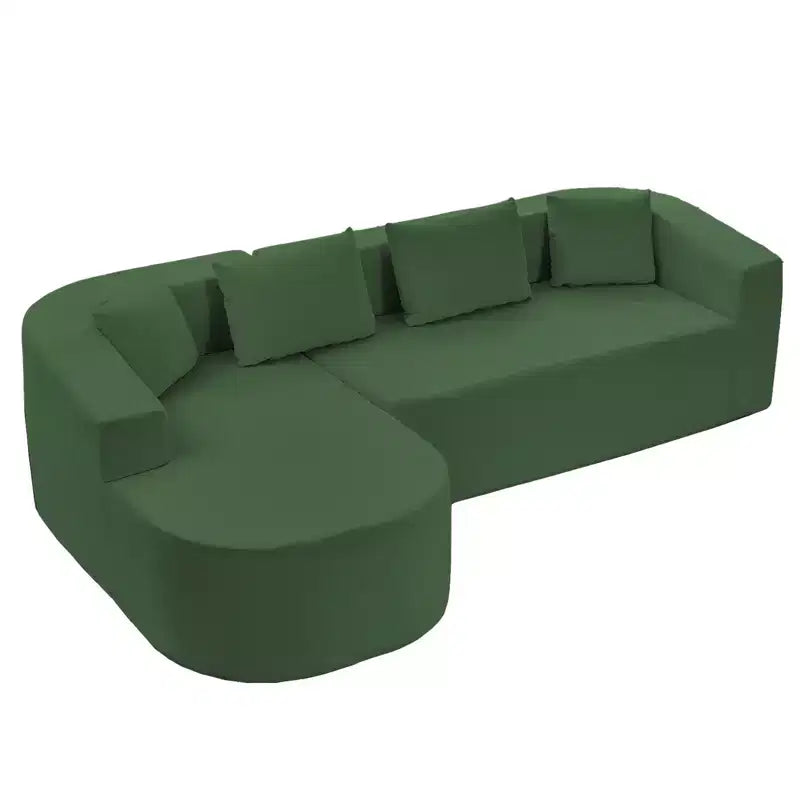 Mjkone Divano componibile a L 98'' in ciniglia con chaise longue curvaDivano moderno a 3 posti a nuvola A filo pavimento,Nessun montaggio richiesto