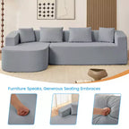 Mjkone Divano componibile a L 98'' in ciniglia con chaise longue curvaDivano moderno a 3 posti a nuvola A filo pavimento,Nessun montaggio richiesto