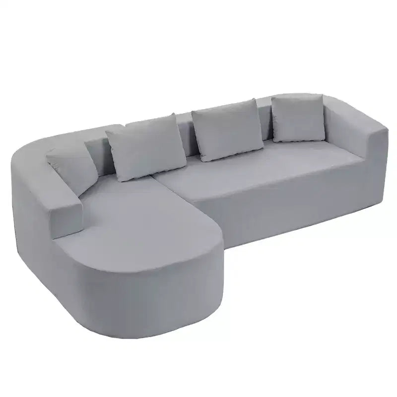 Mjkone Divano componibile a L 98'' in ciniglia con chaise longue curvaDivano moderno a 3 posti a nuvola A filo pavimento,Nessun montaggio richiesto