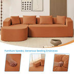 Mjkone Divano componibile a L 98'' in ciniglia con chaise longue curvaDivano moderno a 3 posti a nuvola A filo pavimento,Nessun montaggio richiesto