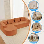 Mjkone Divano componibile a L 98'' in ciniglia con chaise longue curvaDivano moderno a 3 posti a nuvola A filo pavimento,Nessun montaggio richiesto