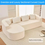 Mjkone Divano componibile a L 98'' in ciniglia con chaise longue curvaDivano moderno a 3 posti a nuvola A filo pavimento,Nessun montaggio richiesto