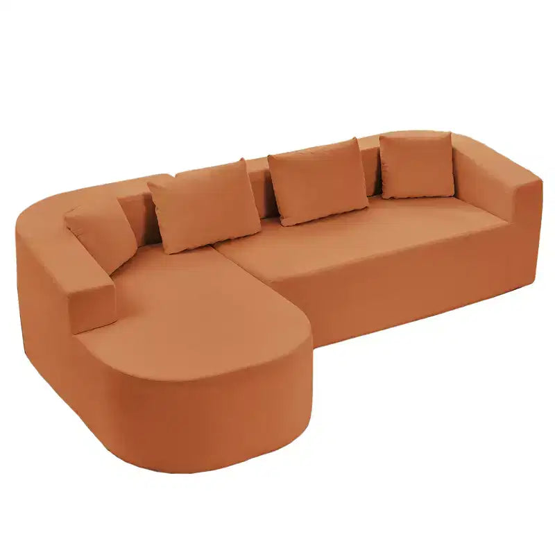 Mjkone Divano componibile a L 98'' in ciniglia con chaise longue curvaDivano moderno a 3 posti a nuvola A filo pavimento,Nessun montaggio richiesto