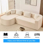 Mjkone Divano componibile a L 98'' in ciniglia con chaise longue curvaDivano moderno a 3 posti a nuvola A filo pavimento,Nessun montaggio richiesto
