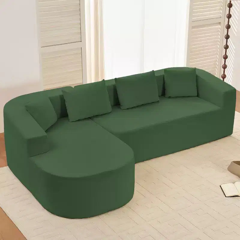 Mjkone Divano componibile a L 98'' in ciniglia con chaise longue curvaDivano moderno a 3 posti a nuvola A filo pavimento,Nessun montaggio richiesto
