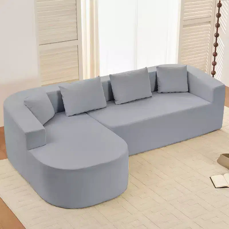 Mjkone Divano componibile a L 98'' in ciniglia con chaise longue curvaDivano moderno a 3 posti a nuvola A filo pavimento,Nessun montaggio richiesto