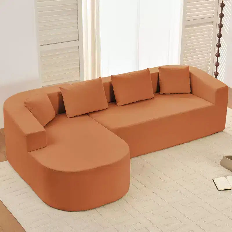Mjkone Divano componibile a L 98'' in ciniglia con chaise longue curvaDivano moderno a 3 posti a nuvola A filo pavimento,Nessun montaggio richiesto