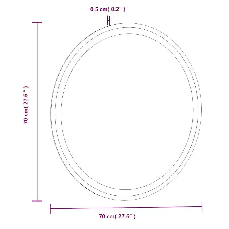 Specchio da Bagno a LED in Vetro Trasparente Diametro 70 cm