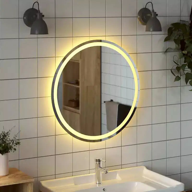 Specchio da Bagno a LED in Vetro Trasparente Diametro 70 cm