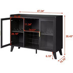 Mobile Bar con Luci a LED, Credenza Portabottiglie Indipendente con Ripiani Contenitore per Soggiorno e Sala da Pranzo