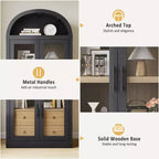 Libreria ad arco con ante e cassetti, libreria in stile rustico, profondità 40 cm, scaffali espositivi, alta 181 cm, vetrinetta in legno, librerie arrotondate