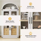 Libreria ad arco con ante e cassetti, libreria in stile rustico, profondità 40 cm, scaffali espositivi, alta 181 cm, vetrinetta in legno, librerie arrotondate