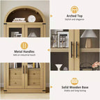 Libreria ad arco con ante e cassetti, libreria in stile rustico, profondità 40 cm, scaffali espositivi, alta 181 cm, vetrinetta in legno, librerie arrotondate