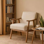 Poltrona d'accento Homy Casa in legno massello stile Mid-Century per soggiorno o angolo lettura