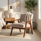 Poltrona d'accento Homy Casa in legno massello stile Mid-Century per soggiorno o angolo lettura