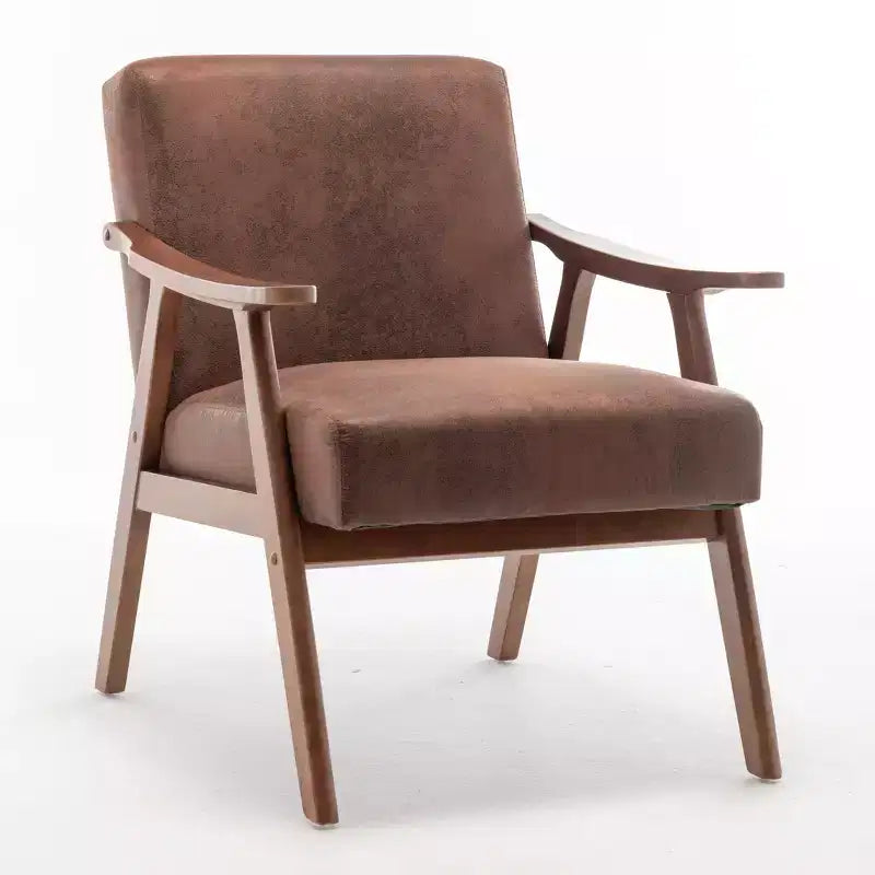 Poltrona d'accento Homy Casa in legno massello stile Mid-Century per soggiorno o angolo lettura