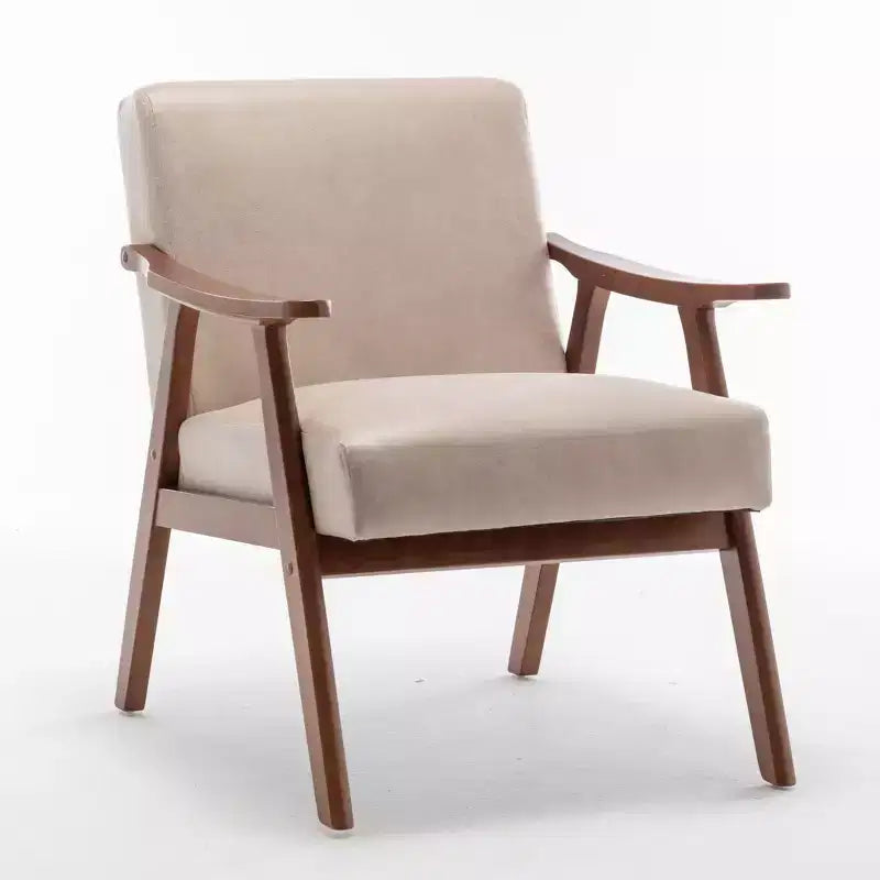 Poltrona d'accento Homy Casa in legno massello stile Mid-Century per soggiorno o angolo lettura