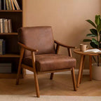 Poltrona d'accento Homy Casa in legno massello stile Mid-Century per soggiorno o angolo lettura