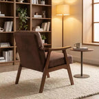 Poltrona d'accento Homy Casa in legno massello stile Mid-Century per soggiorno o angolo lettura