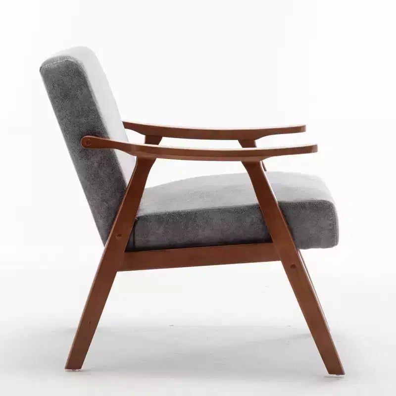 Poltrona d'accento Homy Casa in legno massello stile Mid-Century per soggiorno o angolo lettura