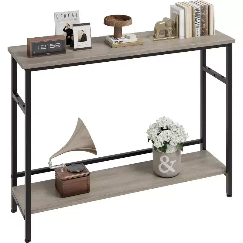 Tavolo consolle con contenitore, tavolino da ingresso, tavolo in stile country da 100 cm con ripiani regolabili per ingresso, soggiorno, corridoio, camera da letto