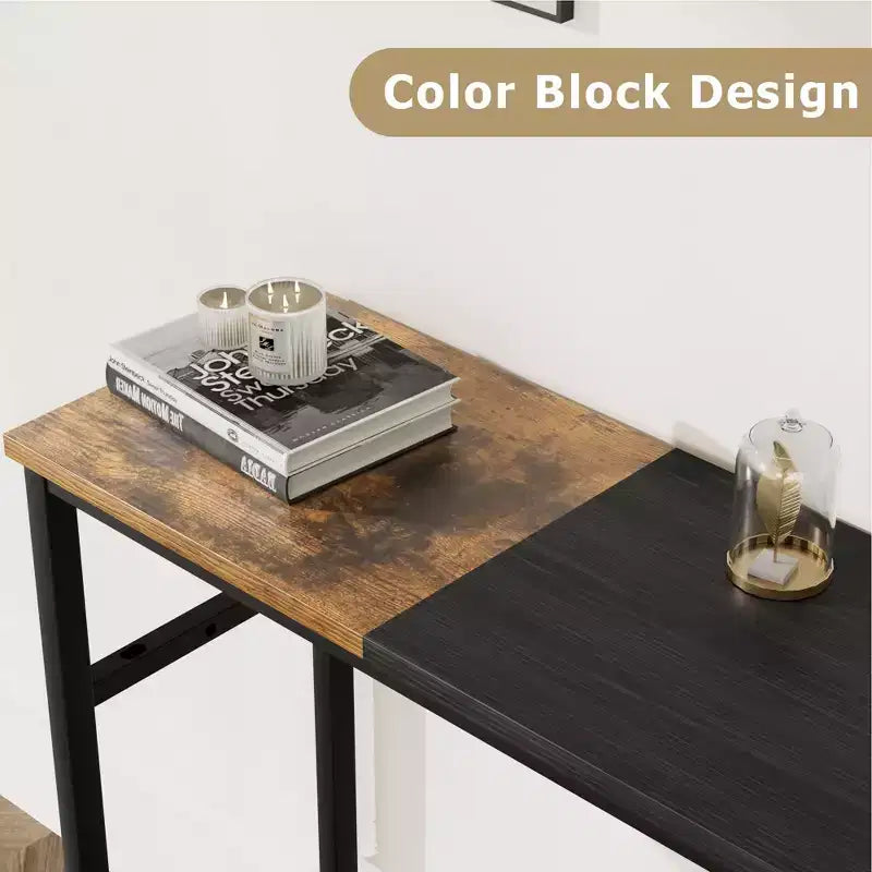 Tavolo consolle con contenitore, tavolino da ingresso, tavolo in stile country da 100 cm con ripiani regolabili per ingresso, soggiorno, corridoio, camera da letto