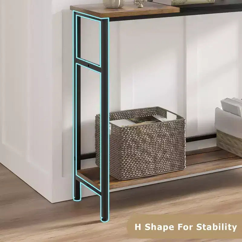 Tavolo consolle con contenitore, tavolino da ingresso, tavolo in stile country da 100 cm con ripiani regolabili per ingresso, soggiorno, corridoio, camera da letto