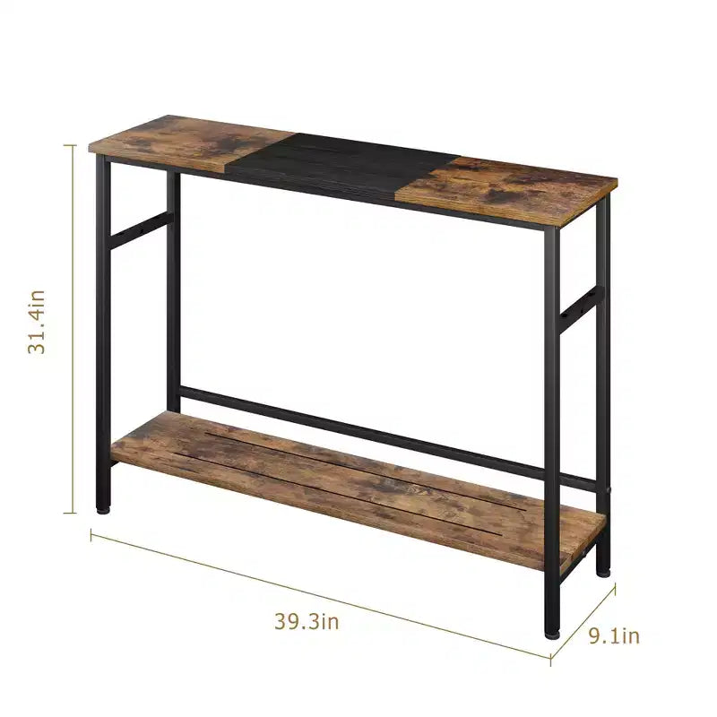 Tavolo consolle con contenitore, tavolino da ingresso, tavolo in stile country da 100 cm con ripiani regolabili per ingresso, soggiorno, corridoio, camera da letto