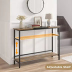 Tavolo consolle con contenitore, tavolino da ingresso, tavolo in stile country da 100 cm con ripiani regolabili per ingresso, soggiorno, corridoio, camera da letto