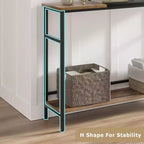 Tavolo consolle con contenitore, tavolino da ingresso, tavolo in stile country da 100 cm con ripiani regolabili per ingresso, soggiorno, corridoio, camera da letto