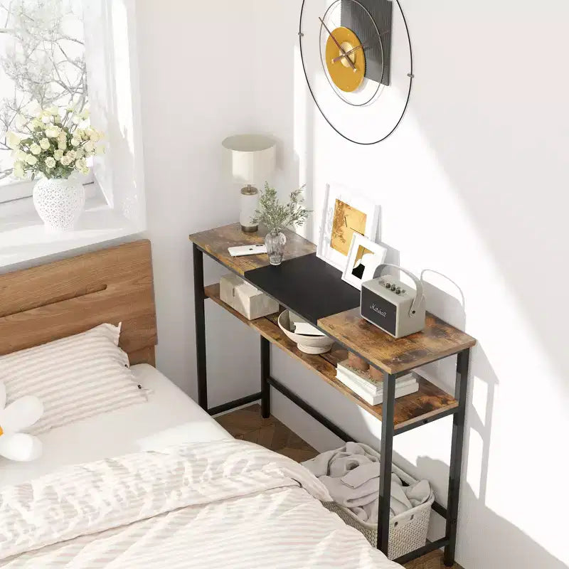 Tavolo consolle con contenitore, tavolino da ingresso, tavolo in stile country da 100 cm con ripiani regolabili per ingresso, soggiorno, corridoio, camera da letto