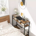 Tavolo consolle con contenitore, tavolino da ingresso, tavolo in stile country da 100 cm con ripiani regolabili per ingresso, soggiorno, corridoio, camera da letto