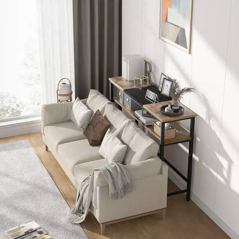 Tavolo consolle con contenitore, tavolino da ingresso, tavolo in stile country da 100 cm con ripiani regolabili per ingresso, soggiorno, corridoio, camera da letto
