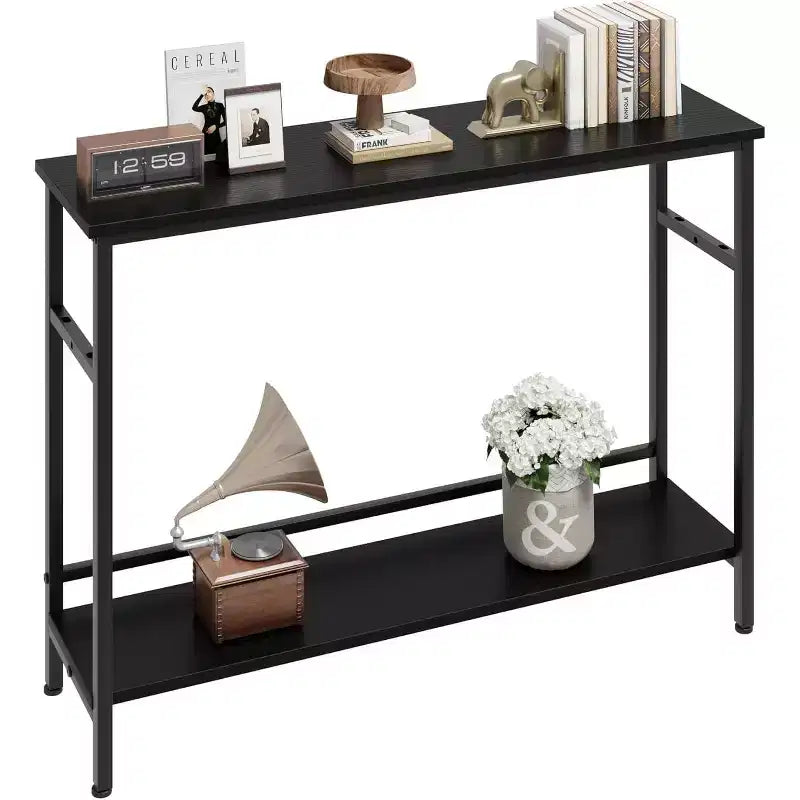 Tavolo consolle con contenitore, tavolino da ingresso, tavolo in stile country da 100 cm con ripiani regolabili per ingresso, soggiorno, corridoio, camera da letto