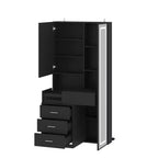 Mobile toeletta elegante Famapy con specchio LED a figura intera e cassetti divisori, mobile contenitore bianco/nero/rosa, organizer spazioso per il trucco in camera da letto