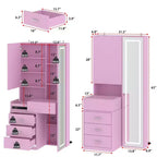 Mobile toeletta elegante Famapy con specchio LED a figura intera e cassetti divisori, mobile contenitore bianco/nero/rosa, organizer spazioso per il trucco in camera da letto