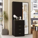 Mobile toeletta elegante Famapy con specchio LED a figura intera e cassetti divisori, mobile contenitore bianco/nero/rosa, organizer spazioso per il trucco in camera da letto