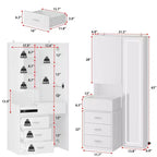 Mobile toeletta elegante Famapy con specchio LED a figura intera e cassetti divisori, mobile contenitore bianco/nero/rosa, organizer spazioso per il trucco in camera da letto