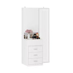 Mobile toeletta elegante Famapy con specchio LED a figura intera e cassetti divisori, mobile contenitore bianco/nero/rosa, organizer spazioso per il trucco in camera da letto
