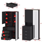 Mobile toeletta elegante Famapy con specchio LED a figura intera e cassetti divisori, mobile contenitore bianco/nero/rosa, organizer spazioso per il trucco in camera da letto