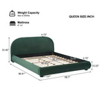 Letto a piattaforma Queen/King Size, struttura imbottita in tessuto Bouclé con testiera curva - ModernLuxe