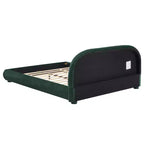 Letto a piattaforma Queen/King Size, struttura imbottita in tessuto Bouclé con testiera curva - ModernLuxe